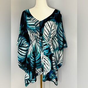 New York and Company Palm Leaf Blouse